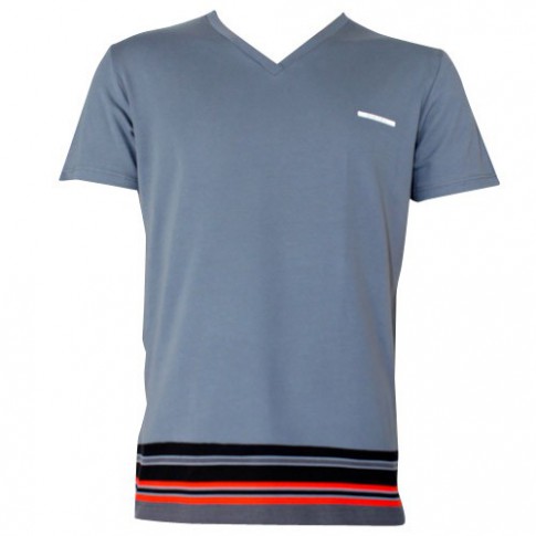 DIESEL - TEE SHIRT COTON COL V GRIS  MAGLIETTA