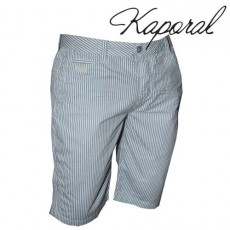 KAPORAL - BERMUDA NOLASE EN COTON RAYE BLANC / BLEU CIEL