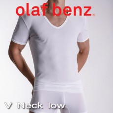 OLAF BENZ - T-SHIRT COL V RED1374 V NECK LOW BLANC